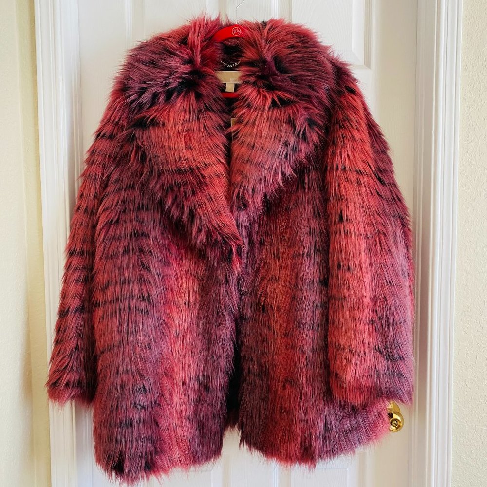 Michael Kors Faux Fur Red Coat NWT